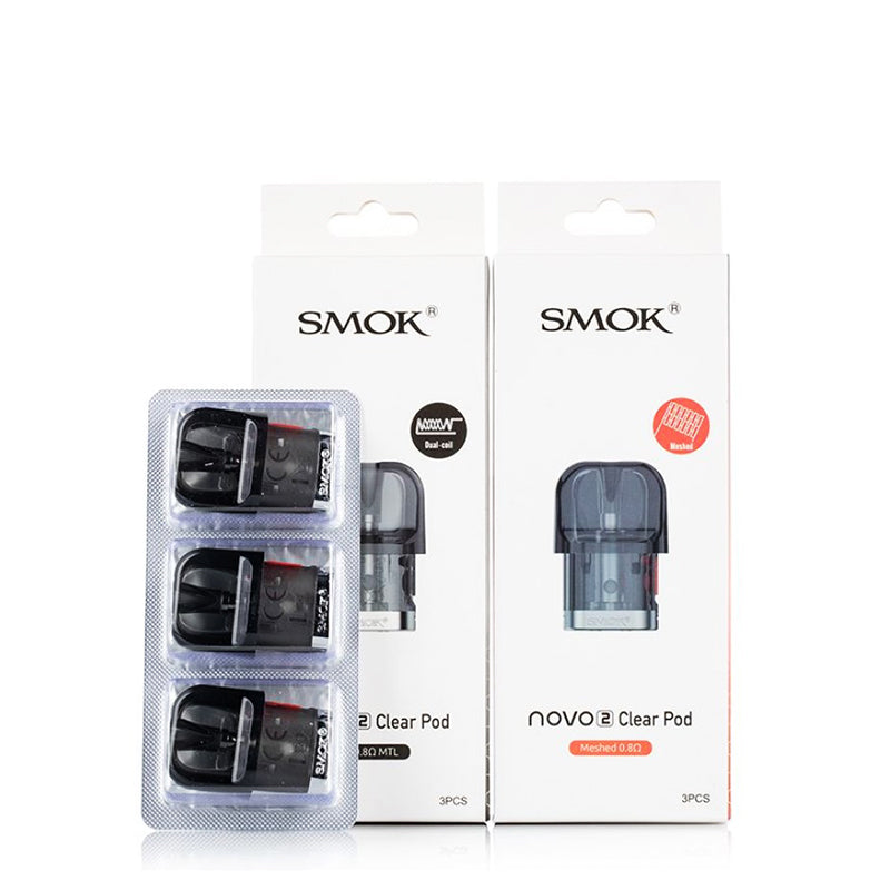 SMOK Novo 2 Replacement Pods Novo 2 - 0.8 Ohms - Mesh,Novo 2 - 0.8 Ohms - Dc Mtl,Novo 2 - 1.0 Ohms - Mesh,Novo 2 - 1.4 Ohms - Dc Mtl,Novo 2 - 1.4 Ohms - Quartz,Novo 2 - 0.9 Ohms - Mesh (Clear)