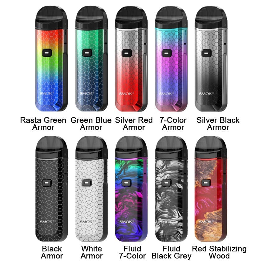 SMOK Nord Pro Pod Kit Black Armor,Fluid Black Grey,Fluid 7-Color,Green Blue Armor,Rasta Green Armor,Red Stabilizing Wood,Silver Red Armor,Silver Black Armor,White Armor,7-Color Armor